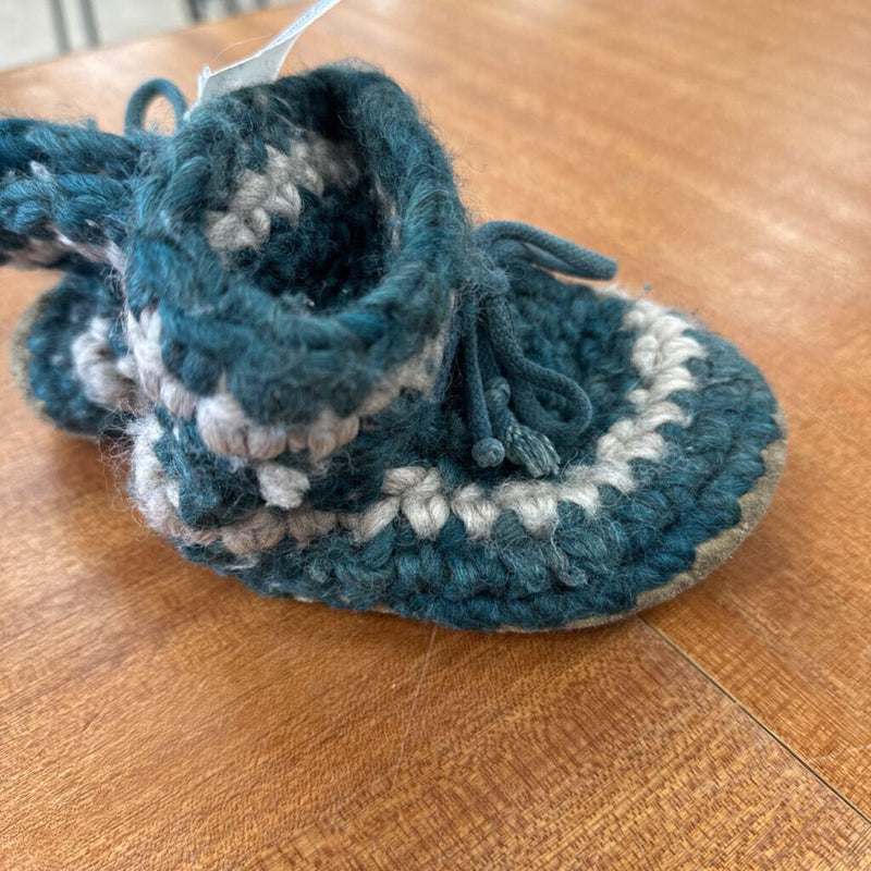 Padraig - Infant Knit Slippers - MSRP $55: Teal Blue/Grey-children-