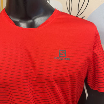 Salomon - Men's Athletic T-Shirt - MSRP comp $90: Red-men-LG