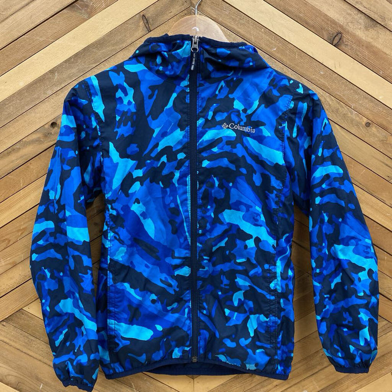 Columbia - Kids Omni-Wick Lined Hooded Windbreaker Jacket - MSRP comp $65: Blue/Camo-children-SM