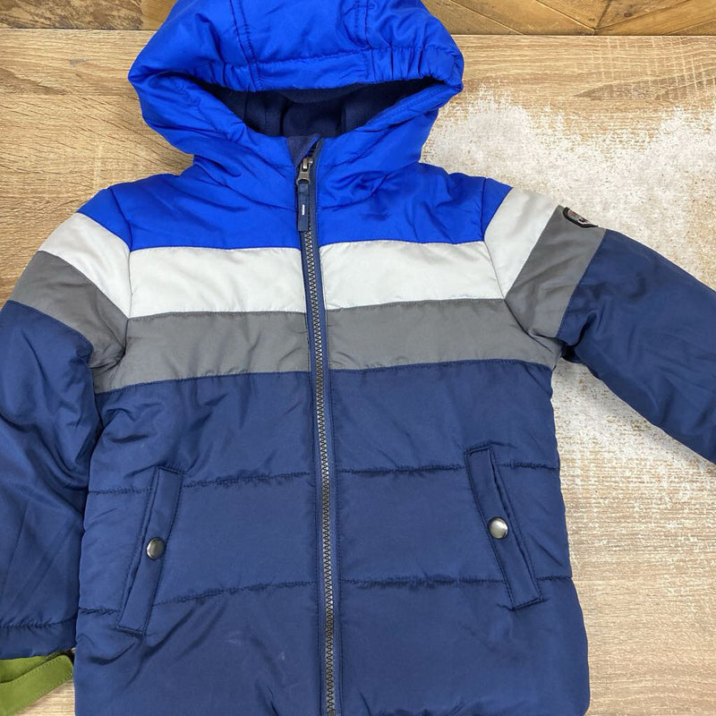 Rothschild - Kids Zip Puffer Jacket: Navy/Blue/Grey-children-3T