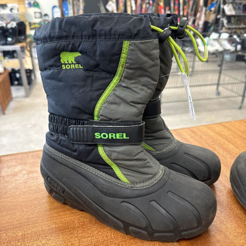 Sorel- youth winter boots- MSRP $119: Black Green -children-6Y