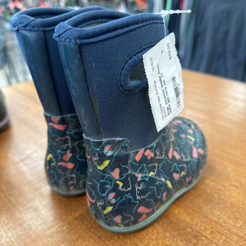 Bogs- insulated toddler boot- MSRP $80: navy cat -children-7T