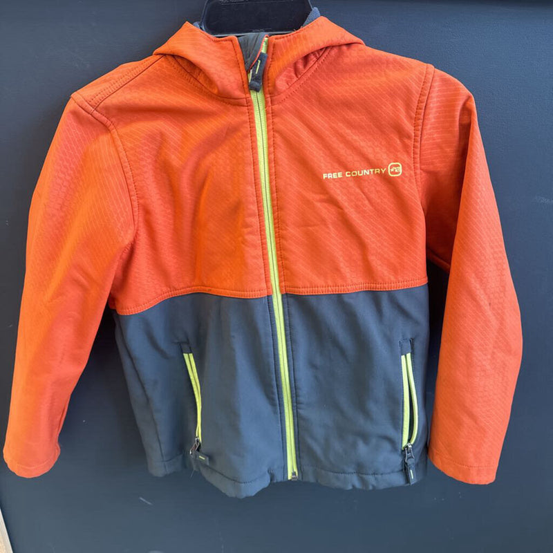 Free Country- hooded soft shell jacket- MSRP $ : Orange Grey -children-7/8Y