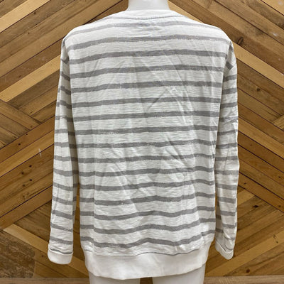 Eddie Bauer - Women's Striped L/S Top - MSRP comp $80: White/Grey-women-SM