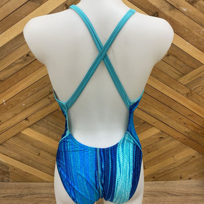 Speedo - Women's Printed One-Piece Swimsuit - MSRP $54: Teal Blue-women-10