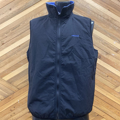 Head - Men's Reversible Fleece-Lined Vest: Blue/Black-men-LG