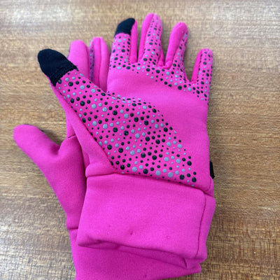 Pink Stretchy Sports Gloves with Grip: pink-children-SM