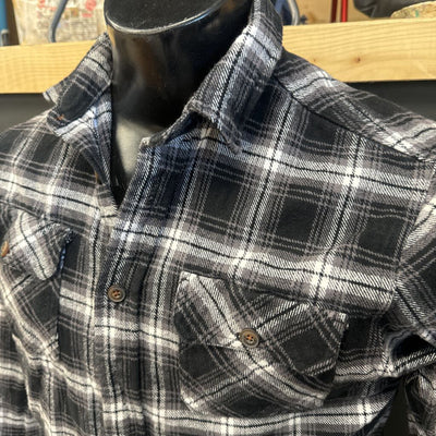 Jachs - Men's Flannel Shirt: Black/White-men-MD