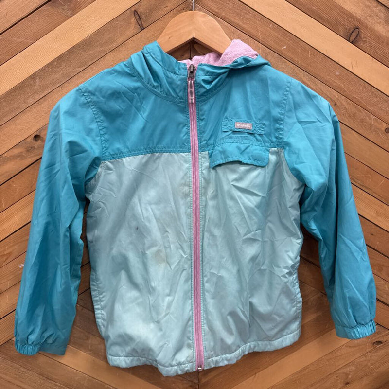 Columbia - Kids Fleece-Lined Windbreaker Jacket - MSRP $90: Teal Blue/Pink-children-XS