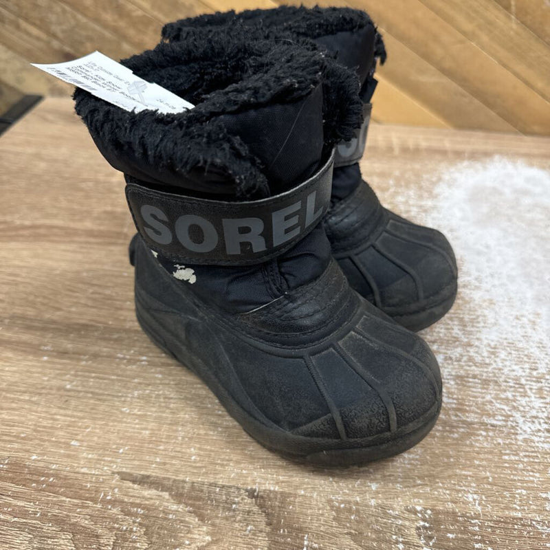 Sorel - Kids Snow Commander Winter Boots - MSRP $80: Black-children-8T