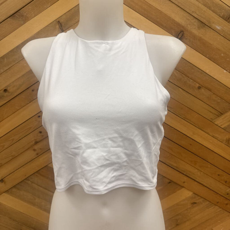 Athleta - Cropped Workout Top : White-women-LG