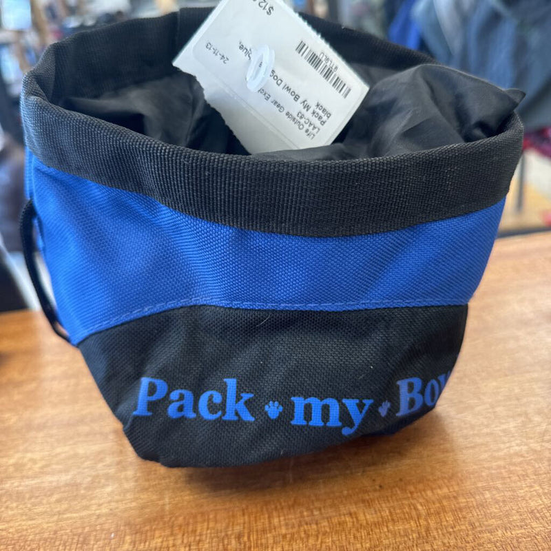 Pack My Bowl Dog Bag: blue, black-unisex-