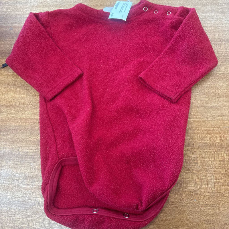 Kids Red Fleece Bodysuit: red-infant-12M