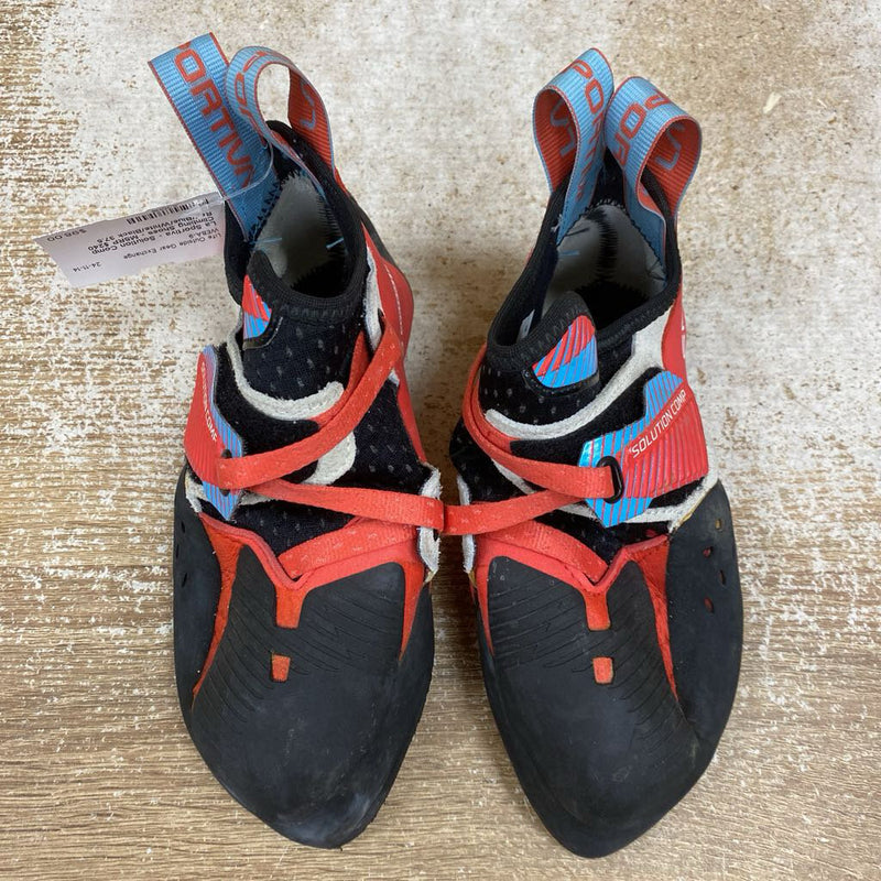 La Sportiva - Solution Comp Climbing Shoes - MSRP $240: Red/Blue/White/Black-women-37.5