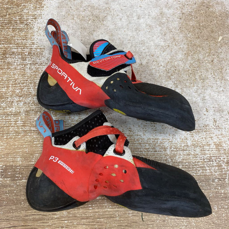 La Sportiva - Solution Comp Climbing Shoes - MSRP $240: Red/Blue/White/Black-women-37.5