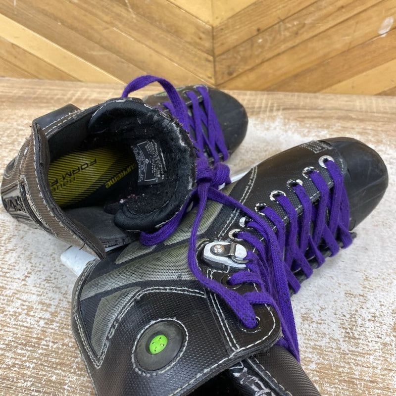 Reebok - 5K Pump Hockey Skates: Black/Grey/Purple Laces-unisex-6D