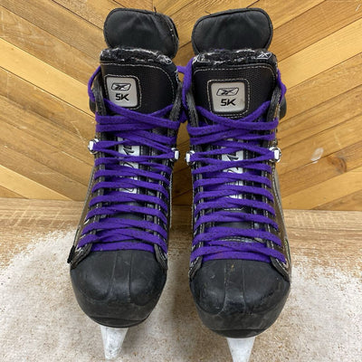 Reebok - 5K Pump Hockey Skates: Black/Grey/Purple Laces-unisex-6D