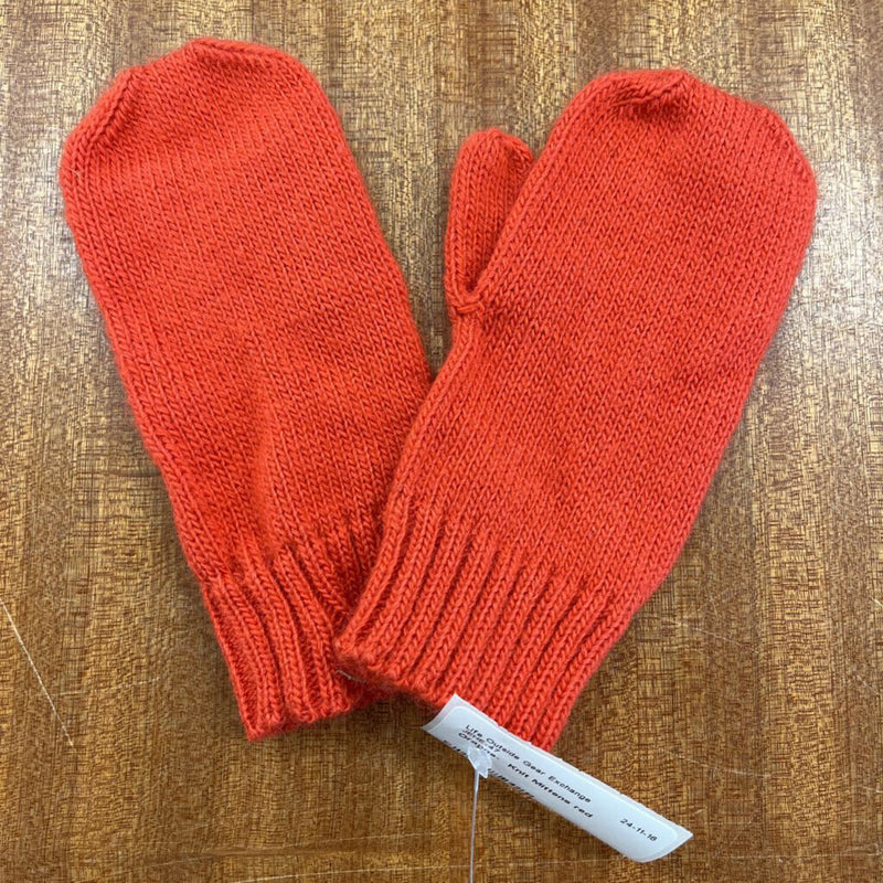 Red Knit Mittens: red-unisex-