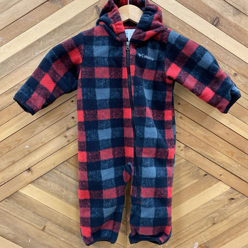 Columbia - Baby Plaid Fleece Bunting Suit - MSRP $50: Red/Black/Grey-infant-6-12M