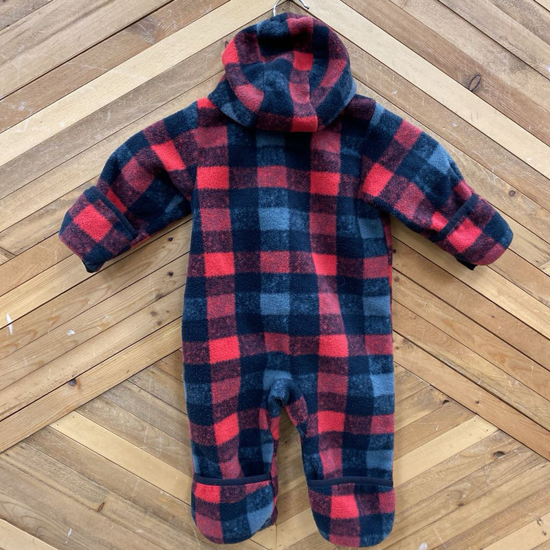 Columbia - Baby Plaid Fleece Bunting Suit - MSRP $50: Red/Black/Grey-infant-6-12M