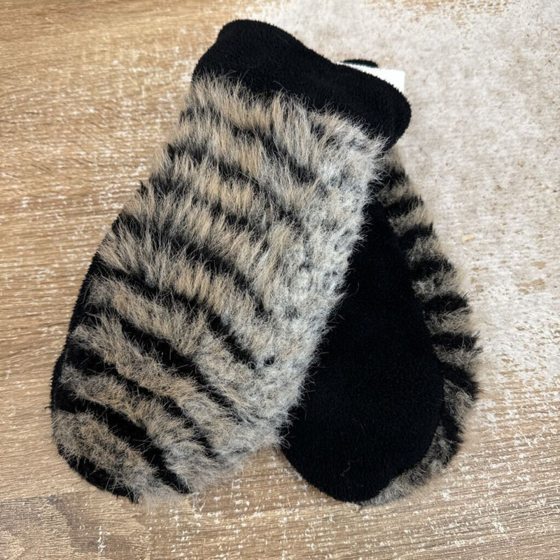 Fleece Adult Mitten : Black Grey --