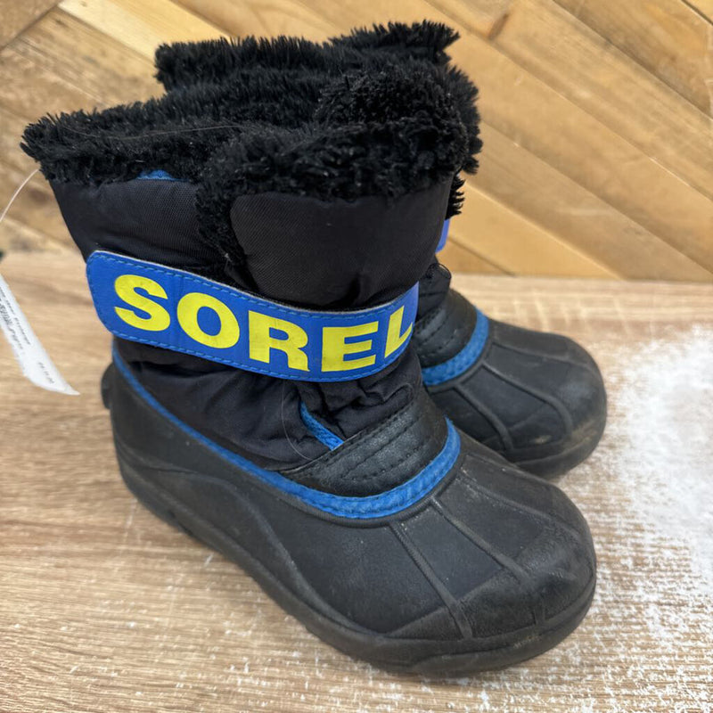 Sorel - Kids Snow Commander Winter Boots - MSRP $80: Black/Blue-children-12