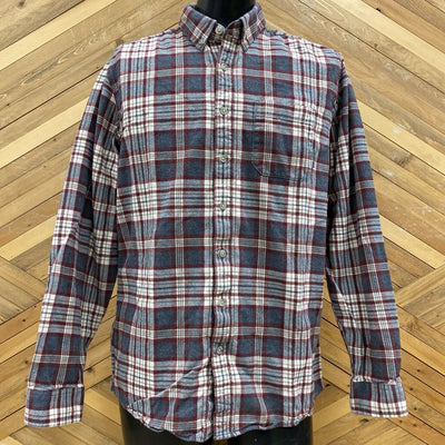 Eddie Bauer - Men's Favorite Classic Fit Flannel Shirt - MSRP $80: Grey/Maroon/White Plaid-men-LG - Tall