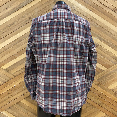 Eddie Bauer - Men's Favorite Classic Fit Flannel Shirt - MSRP $80: Grey/Maroon/White Plaid-men-LG - Tall