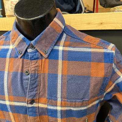 Eddie Bauer - Men's Favorite Classic Fit Flannel Shirt - MSRP $80: Blue/Brown/White Plaid-men-LG - Tall