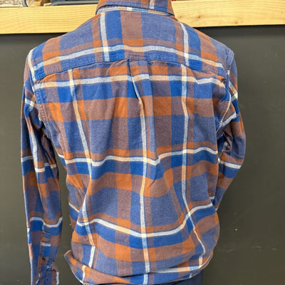 Eddie Bauer - Men's Favorite Classic Fit Flannel Shirt - MSRP $80: Blue/Brown/White Plaid-men-LG - Tall