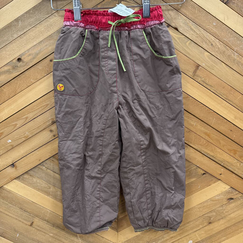 deux par deux - Kids Lined Splash Pants - MSRP comp $37: Brown/Pink/Green-children-4T