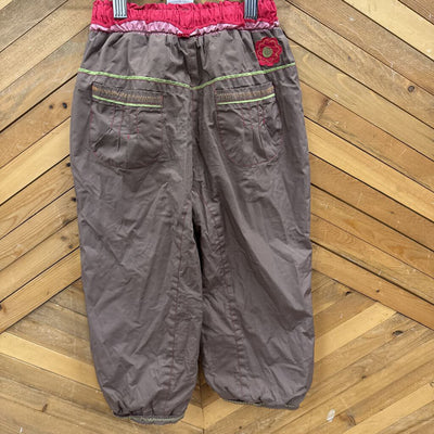 deux par deux - Kids Lined Splash Pants - MSRP comp $37: Brown/Pink/Green-children-4T