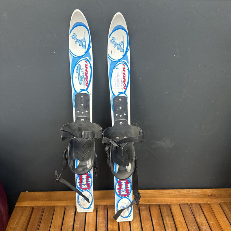 Karhu - Kids KBoom Beginner Waxless XC Skis w/ Universal Bindings - MSRP comp $: White/Blue/Red--70cm