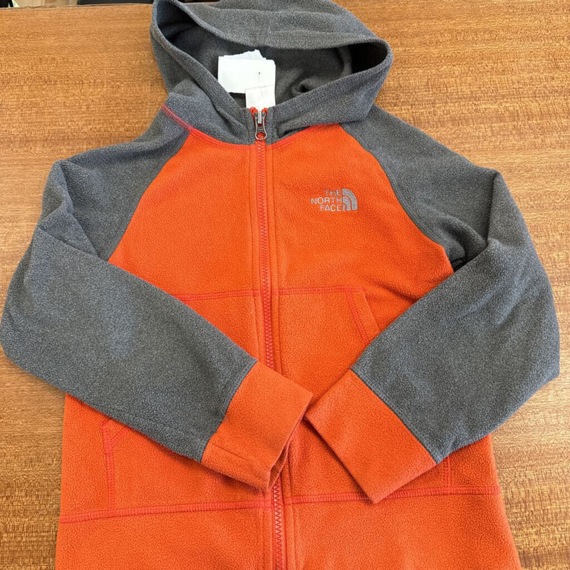 The North Face- full zip hooded fleece- MSRP $80 : Grey Orange -children-XS 6Y