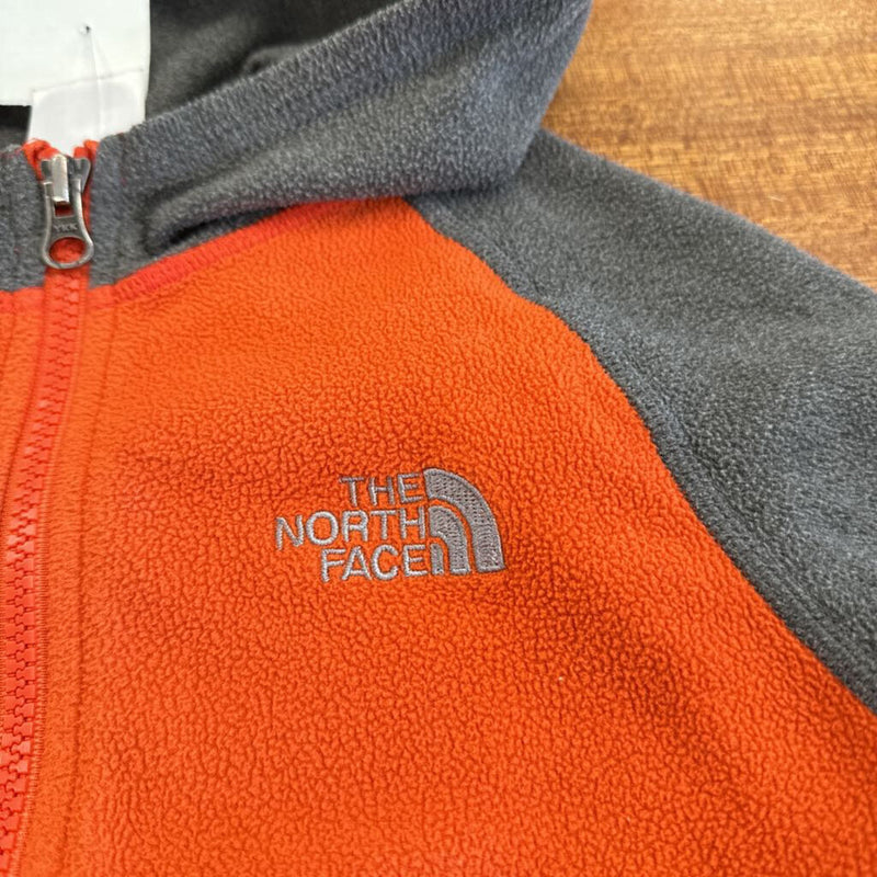 The North Face- full zip hooded fleece- MSRP $80 : Grey Orange -children-XS 6Y