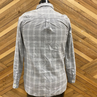 Men's Flannel Shirt: Grey/White/Blue-men-SM Tall