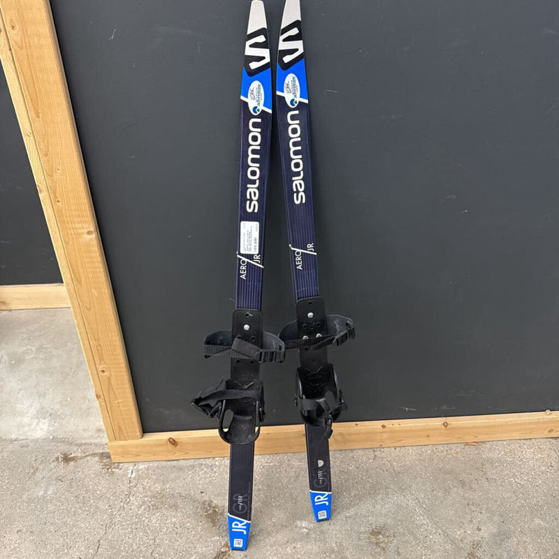 Salomon - Aero Jr GR XC Skis - Universal Bindings - MSRP $160: Navy/Blue/White-children-111