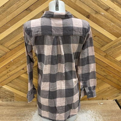 O'Neill - Women's 1/4 Button-Up Flannel Shirt - MSRP $80: Grey/Pink Plaid-women-SM