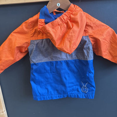 Krickets - Baby Dinosaur Fleece-Lined Rain Jacket: Orange/Blue/Grey-infant-18M