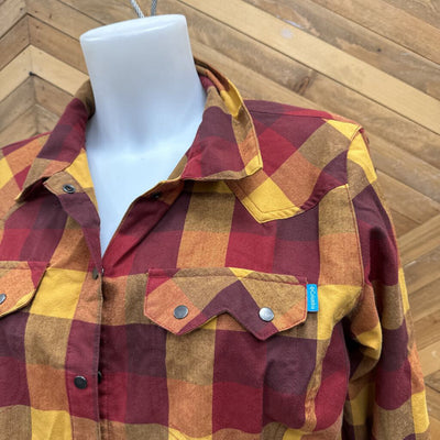 Columbia - Women's Flannel Shirt - MSRP $80: Red/Yellow-women-MD