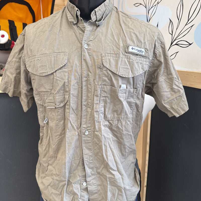 Columbia - button down s/s shirt - MSRP $64 : Tan -men-SM