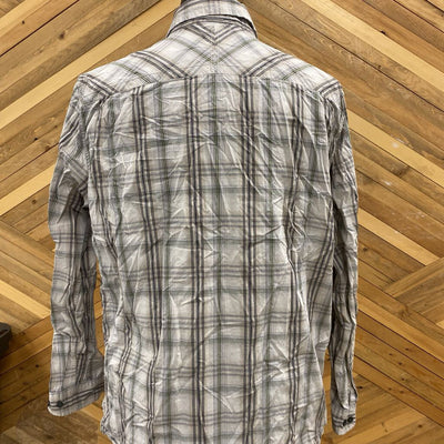 The North Face - Men's L/S Button-Up Shirt - MSRP $100: White/Grey/Green-men-LG