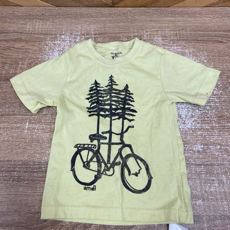 Bicycle and Trees Graphic T-Shirt: Yellow-children-2