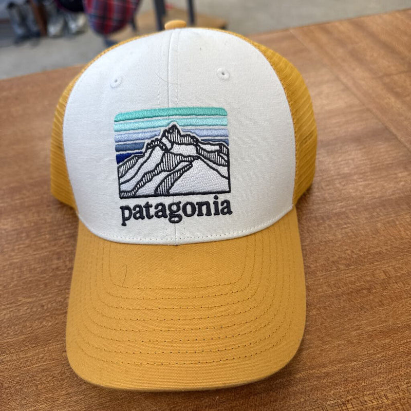 Patagonia Trucker Cap with Mountain Design: yellow-unisex-