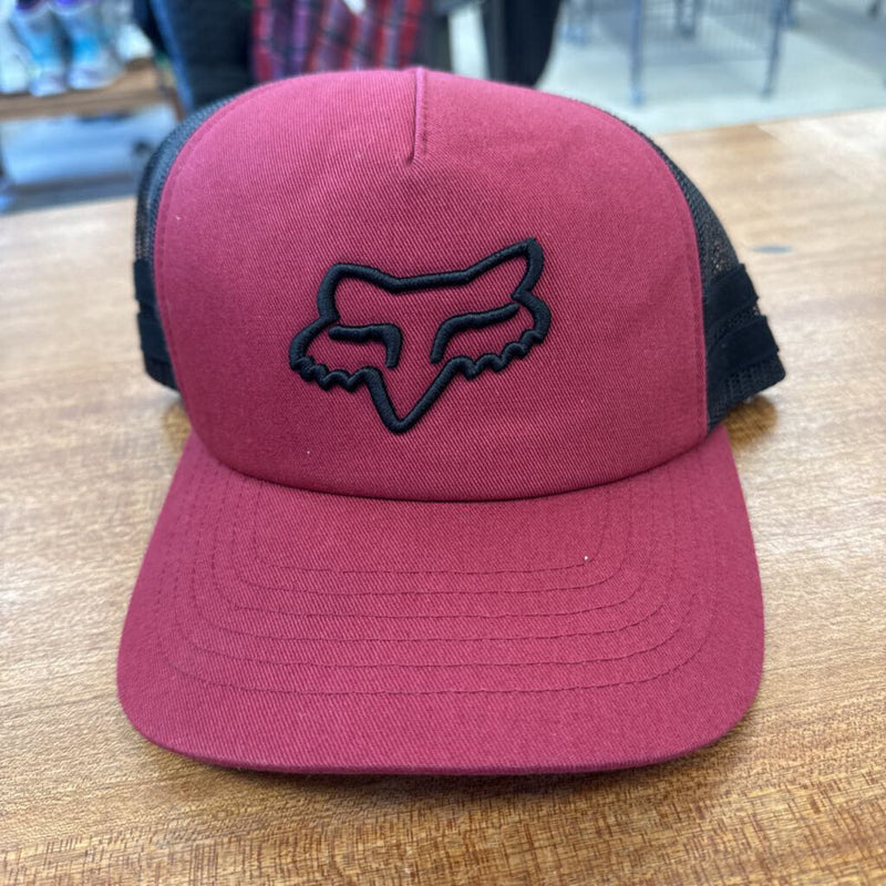 Fox Racing Snapback Trucker Hat: Maroon-unisex-