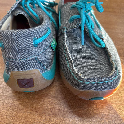 Ecotwix -Twisted X Women's ecoTWX Driving Moc Boat Shoes- MSRP $129: Brown/Grey/Teal-women-8.5