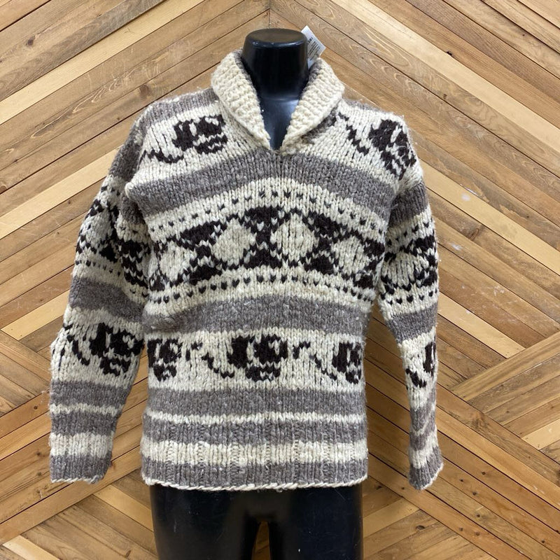 Cowichan Sweater - MSRP compared $400: tan Brown -unisex-MD/LG