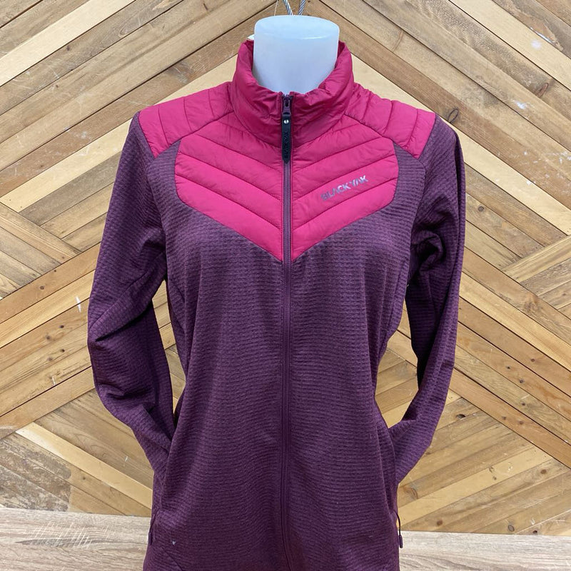 Black Yak- hybrid full zip fleece- MSRP $190: Pink Burgundy -women-LG