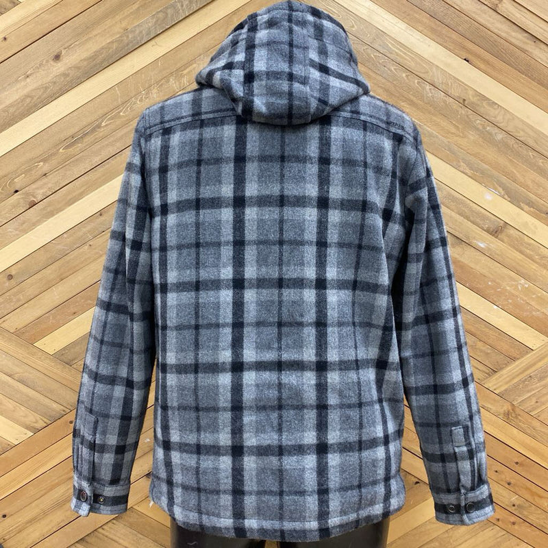 Prana- Asgard Hooded Flannel- MSRP $150 : Black Grey -men-SM