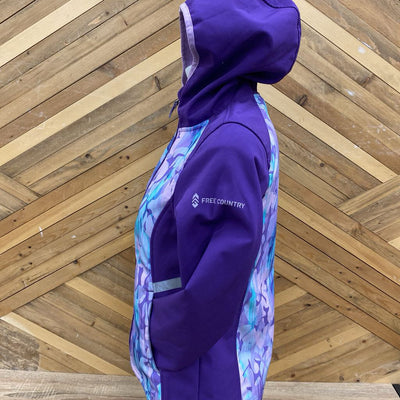 Free Country - Kid's Hooded Softshell Jacket : Purple/Blue-children-10/12